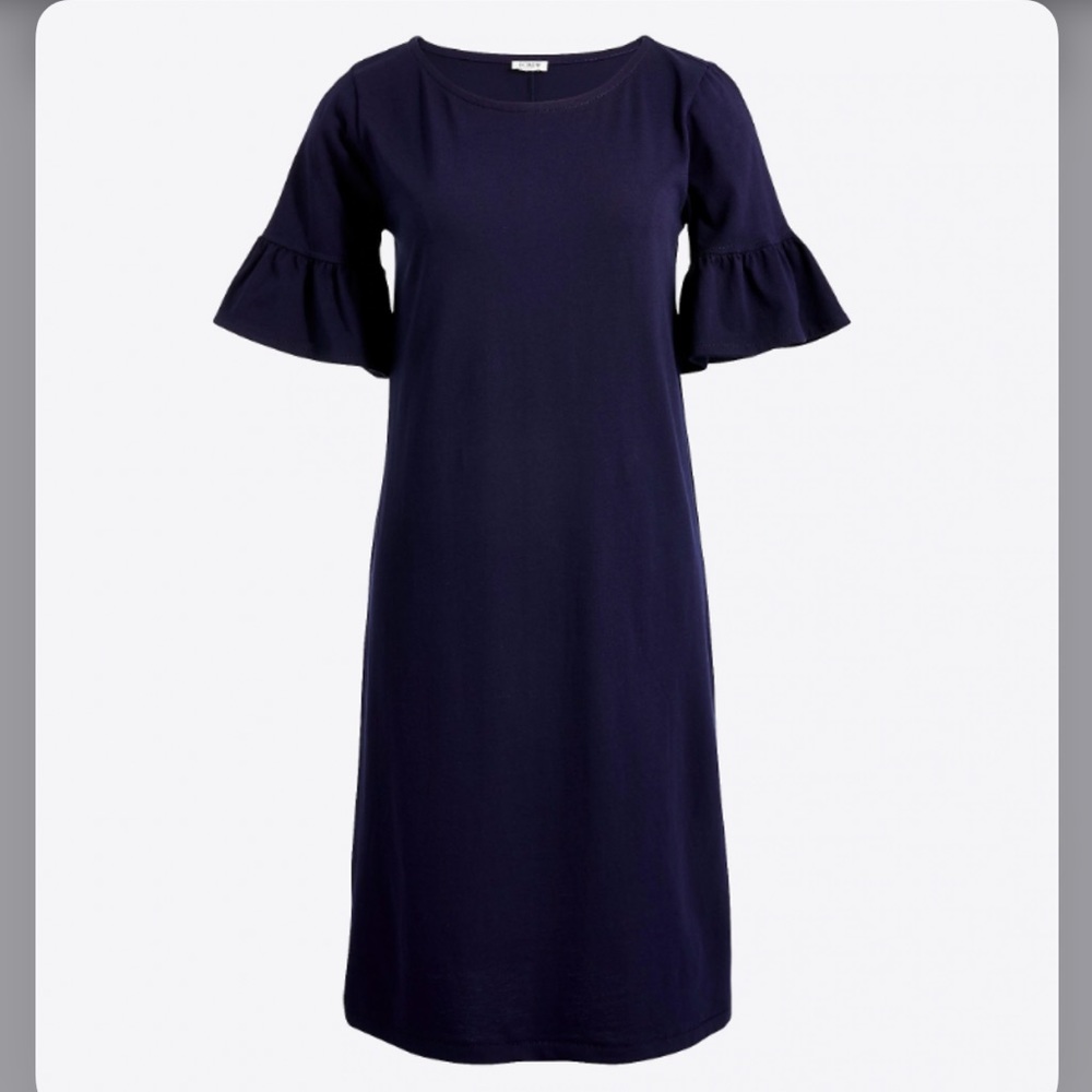 Navy Blue J Crew Dress W. Ruffle Sleeves Size S
